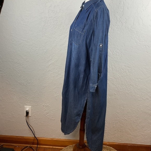 JW Signature Los Angeles Lightweight Blue Denim Button Down Shirt Dress Sz M/L - Picture 5 of 10